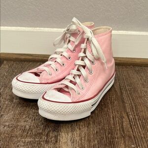 Converse Pink and White High-Top Sneakers
